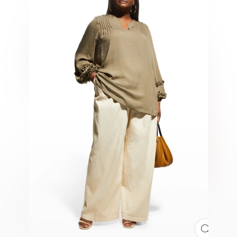 $212 Harshman Kuniko Blouse Sage Green Size 3XL 100% TENCEL NWT